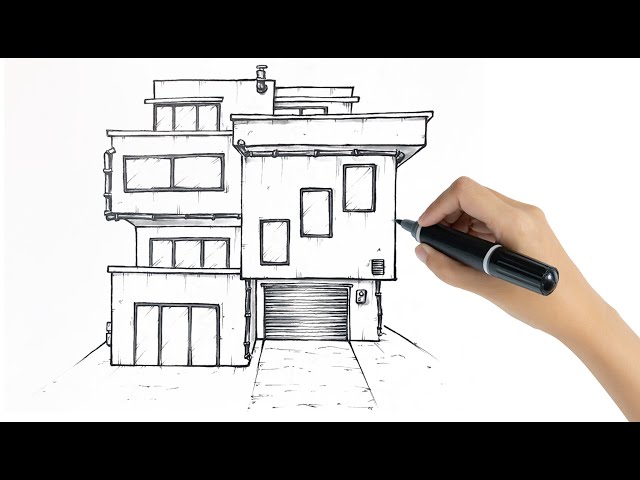 Modern House in 2 Point Perspective Drawing Tutorial - YouTube-saigonsouth.com.vn