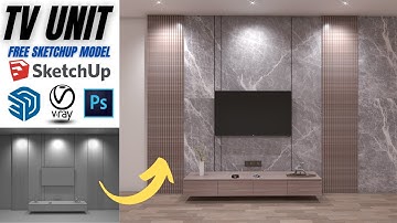 Tv unit design l Sketchup tutorial l Vray