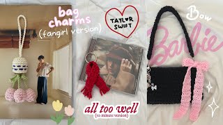 cute crochet bag charms ep.3 | tulips in a pot, red scarf, & bow (beginner-friendly tutorial)