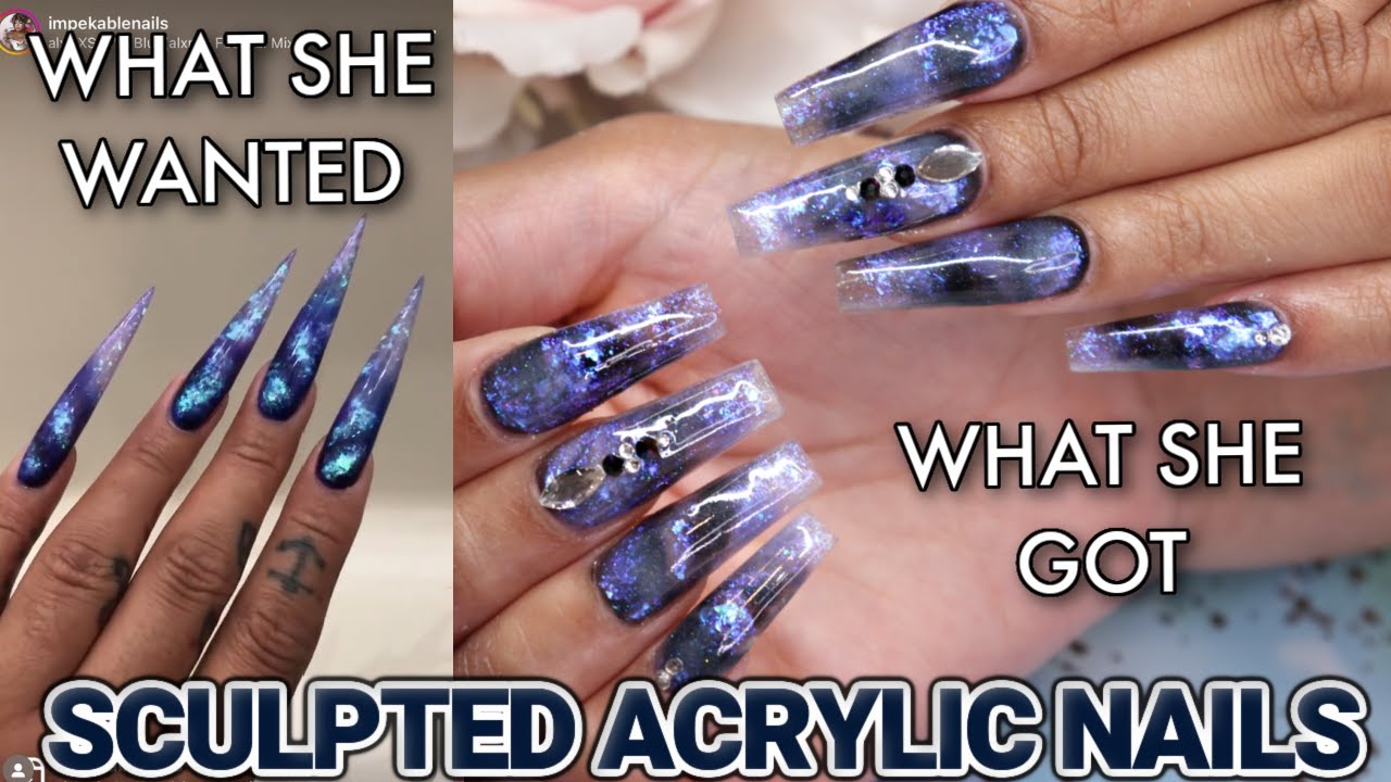 Acrylic removal and Sculpting XL Nails - WHAT SHE WANTED VS WHAT SHE GOT