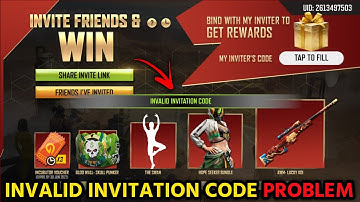 Invalid Invitation Code Problem FreeFire || Invite Friends & Win Event || In Malayalam