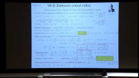 Dynamics of Combustion Waves, Clavin, Day 3, Part 1