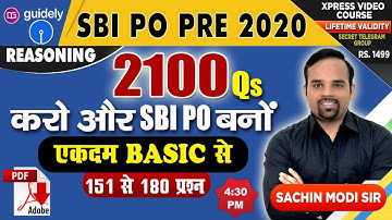 SBI PO 2020 (Prelims) | Reasoning by Sachin Modi Sir | Puzzle Tricks | 2100 Qs | Day 6