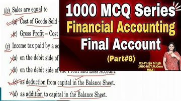 MCQ on  Final Account | Objective Questions on Final Account | Competitive Exam Objective Question