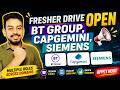 BT Group,Capgemini, Siemens Hiring Announced | OFF Campus Drive For 2026, 2025, 2024 Batch | Fresher