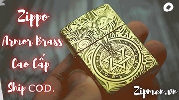 Zippo đồng thau nguyên khối khắc chìm ăn mòn axit | Zipo solid brass chủ đề cơ đốc giáo