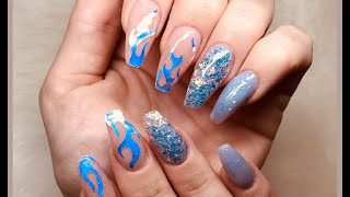 nails flame decals painted