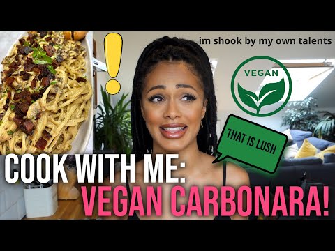 Making a vegan carbonara hun