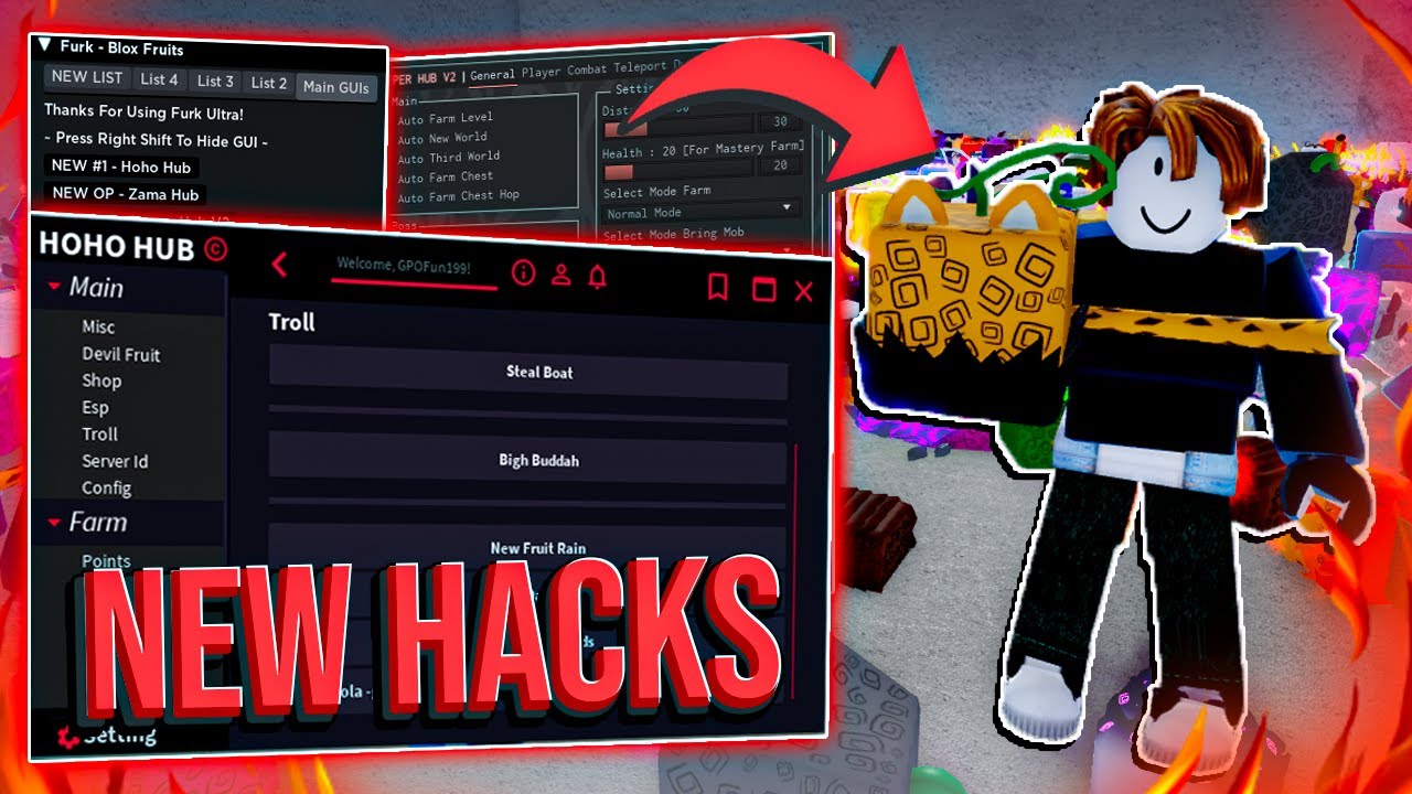 Roblox SCRIPT - Blox Fruits HACK GUI - Auto Farm, Quest, Devil Fruits,  Stats, Teleports And More! 