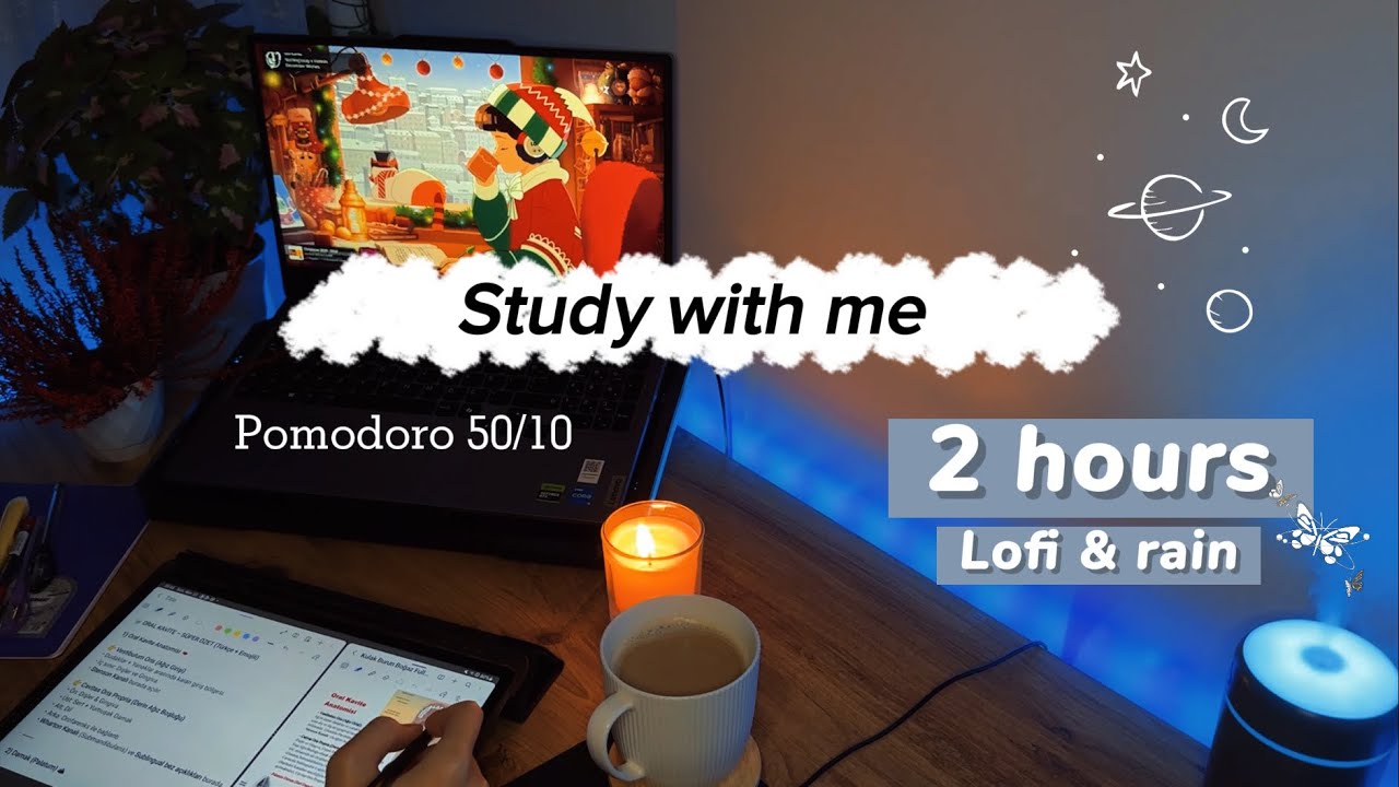 🌧️ Study With Me • 2 Hours • Pomodoro 50/10 • Deep Focus • lofi & rain ...
