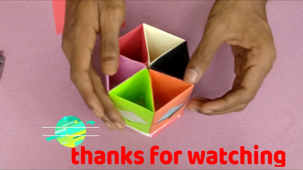 How to Make Pen Stand || Origami Pen Holder || Paper Pencil Holder||Hexagonal Pen Holder