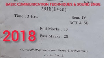 BASIC COMMUNICATION TECHNIQUES & SOUND ENGG ||PREVIOUS YEAR QUESTIONS (2018)||SBTE BIHAR ||