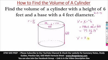 How to find the Volume of A Cylinder - GED Math Test Crash Course