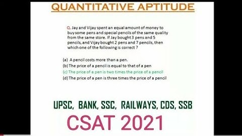 Jay and Vijay spent an equal amount of money to buy some pens and special pencils of the same...