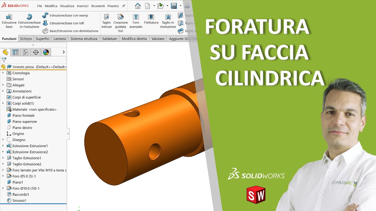 Fori su faccia cilindrica in SolidWorks