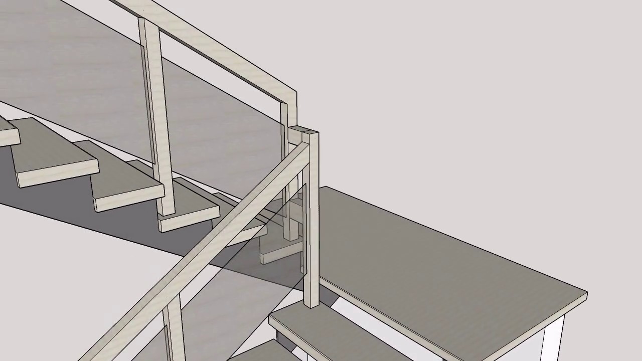 Облицовка металлической лестницы и деревянные перила со стеклом - YouTube