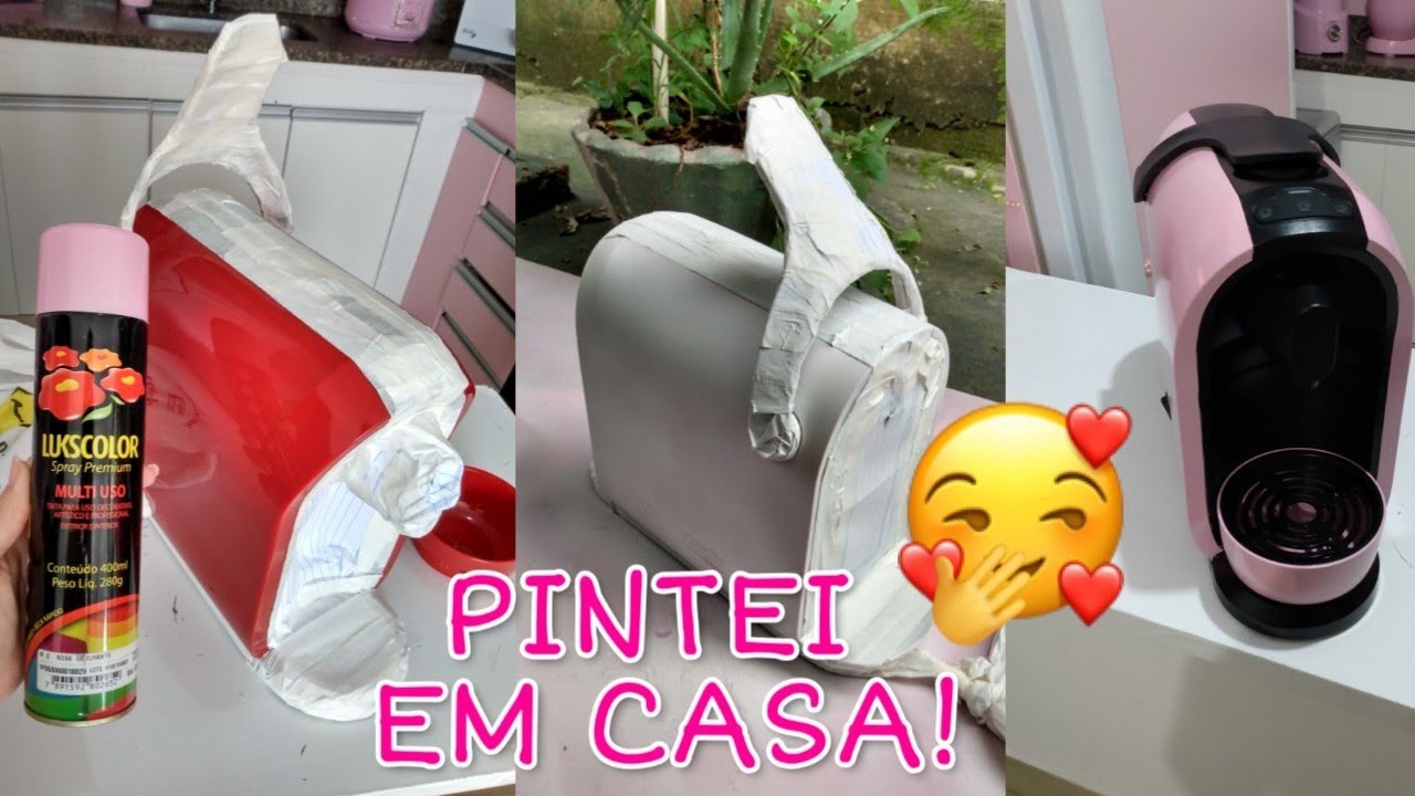 PINTEI MINHA CAFETEIRA EXPRESSO DE ROSA ( em casa ) - YouTube