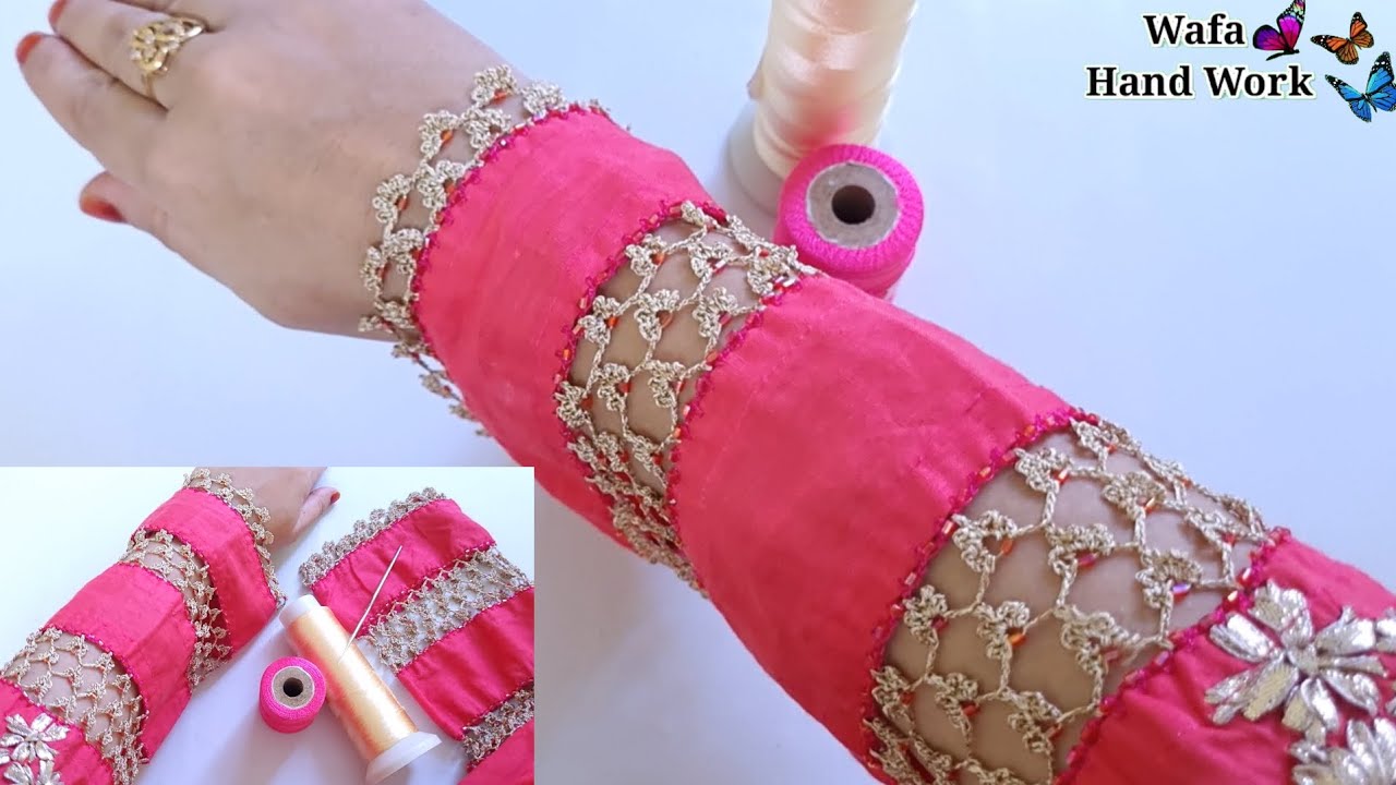 Amazing Crochet Lace work join with sleeves 👌💯🔥New Qureshi lace Design ✨🩷✨ joint lace