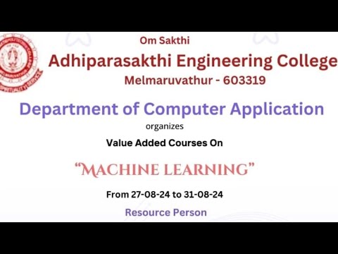 Value Added course in Machine learning at ADHIPARASAKTHI ENGINEERING ...