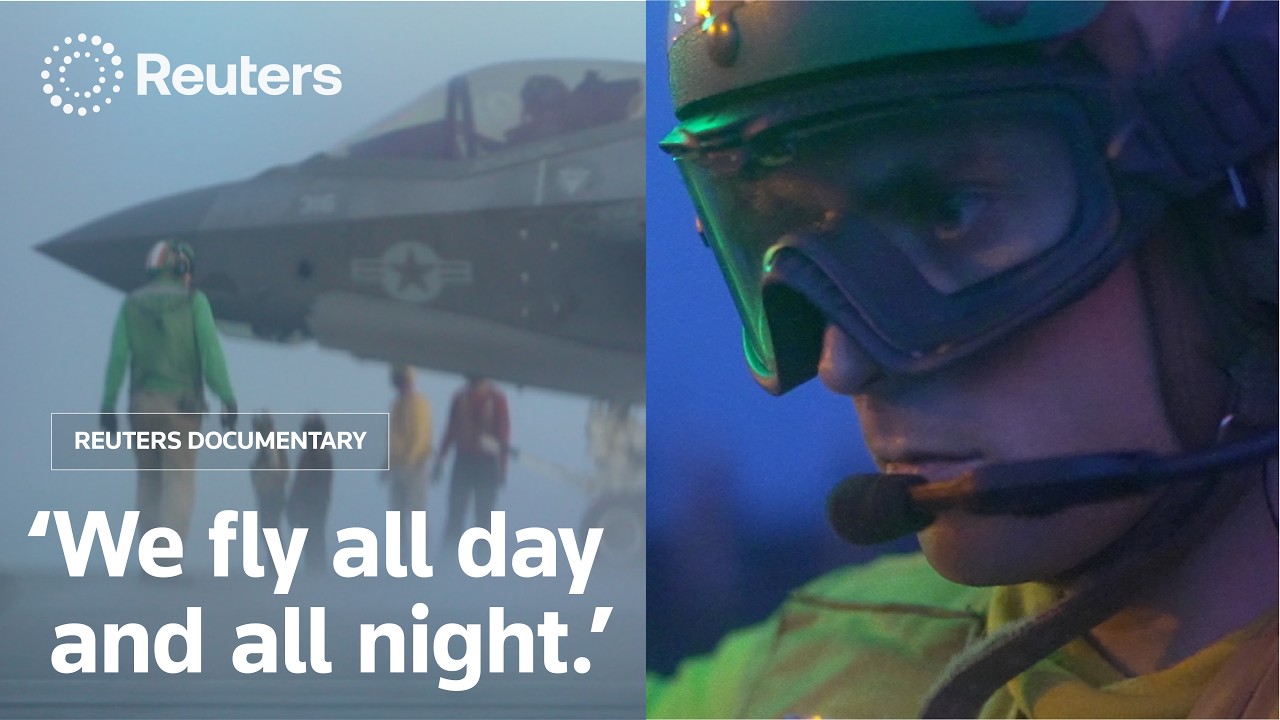 ‘All day, all night,’ planes launch off the USS George Washington every 90 minutes. Reuters was given rare access to the warship fighting Iran.