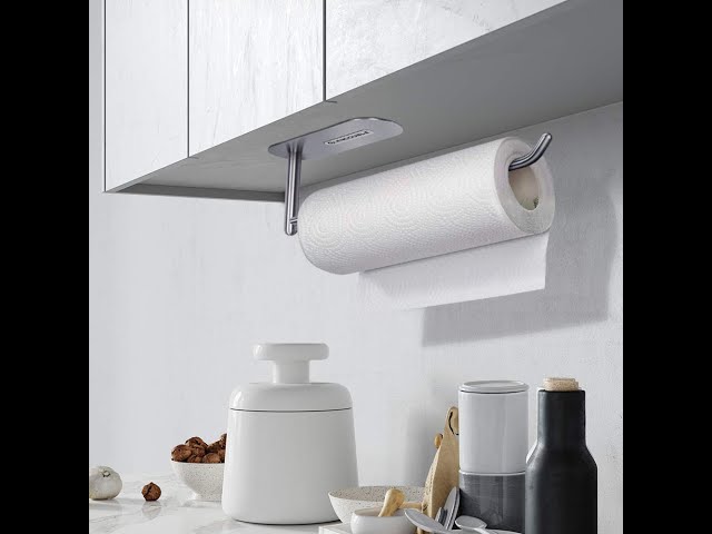 Wall Mount Paper Towel Holder Self Adhesive Stick Under Cabinet