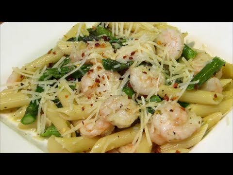 Shrimp & Asparagus with Penne Pasta - Shrimp with Garlic Sauce