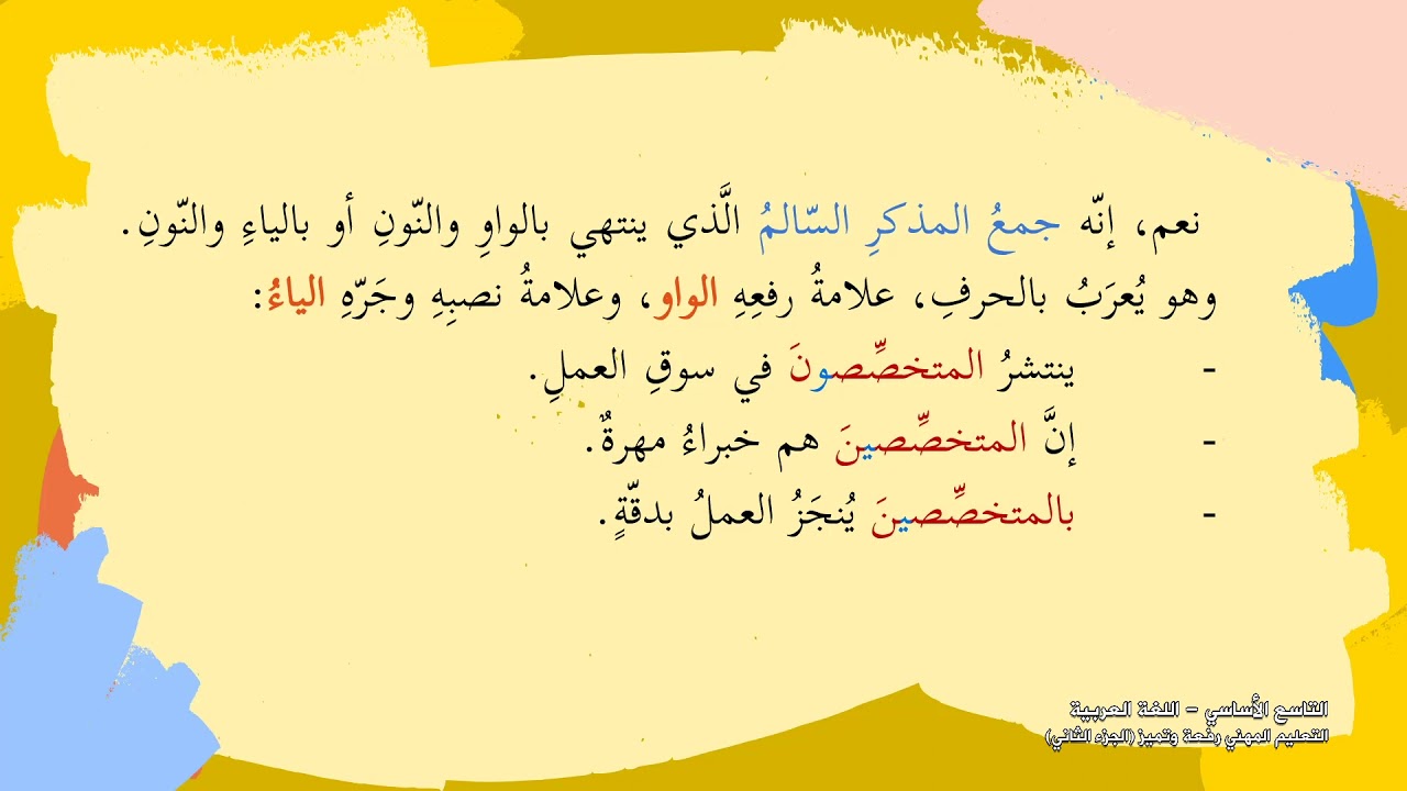 -2021- درس 2 | الوحدة 2 | التعليم المهني رفعة وتميز 2 | الصف 9 | الفصل 1 | اللغة العربية