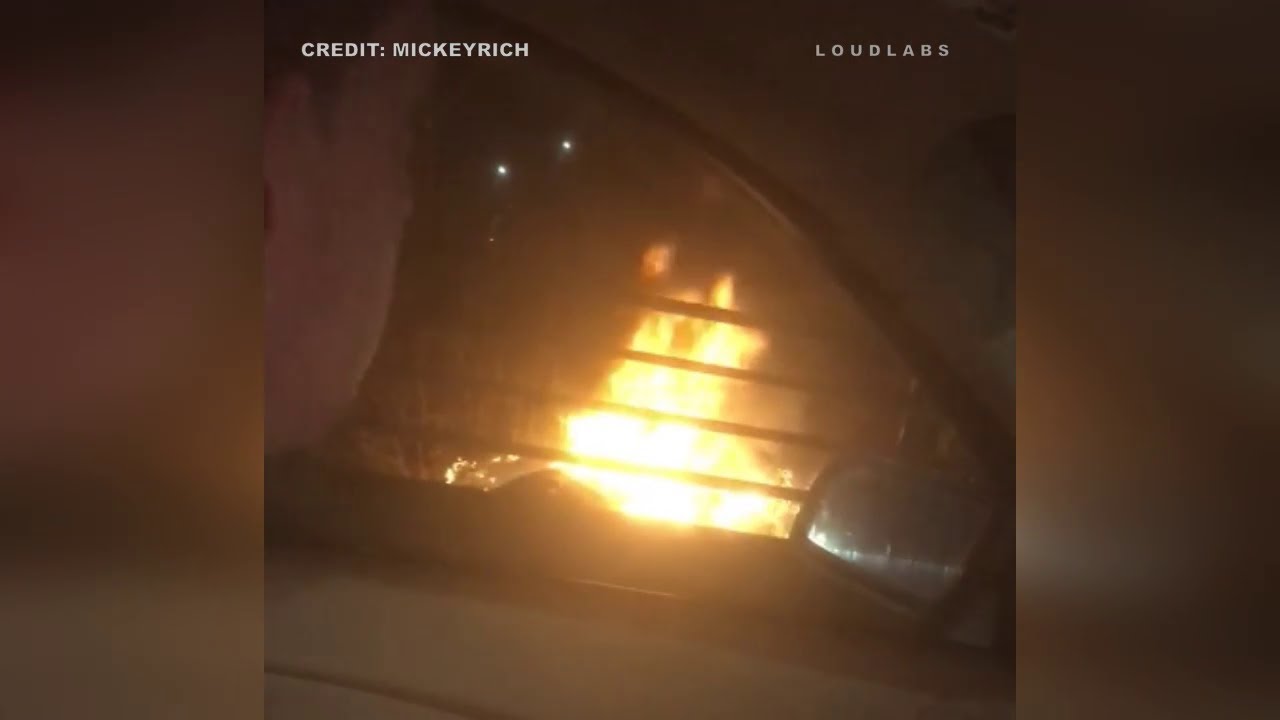 Car Crashes Tree & Catches Fire - YouTube