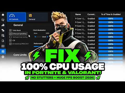 ⚡ FIX 100% CPU Usage in Fortnite & Valorant! 🚀 No Stutters + HUGE FPS Boost (2026)