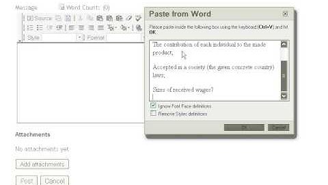 Pasting from Word in Sakai