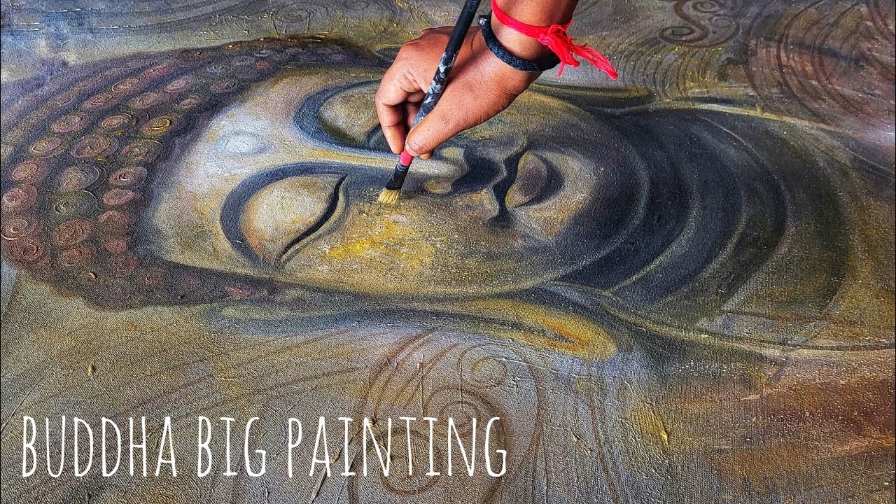 Buddha Big Painting On Canvas | Buddha Acrylic Painting On Canvas | Lord Buddha Painting