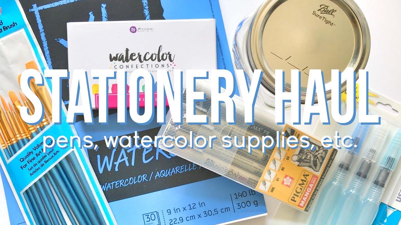 💦 Stationery Haul Pens, Watercolor Supplies, etc. haul video YouTube
