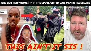 AFRICAN WOMAN wrestles against OLDER WHITE  WOMAN at College Graduation!