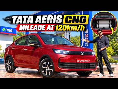 Tata Aeris CNG Automatic Mileage Test (Full Tank Range Test) At 120 km/h Speed!!