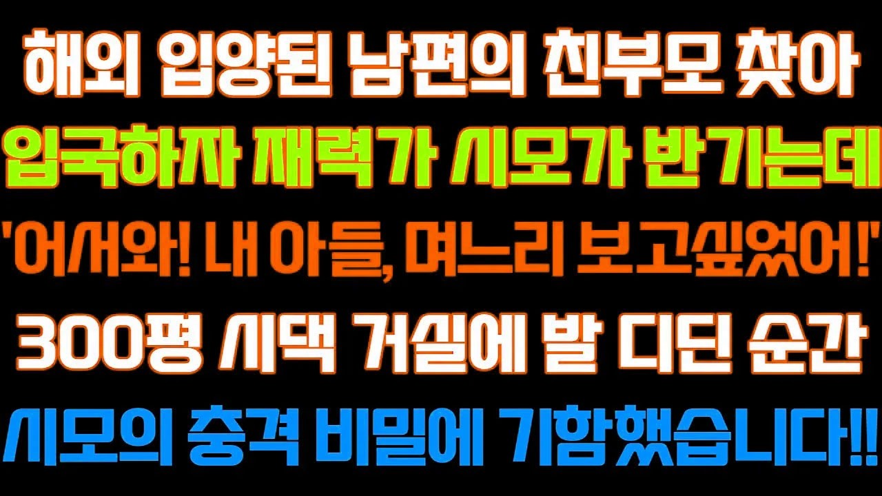[반전 신청사연] 해외입양된 남편의 친부모찾아 입국하자 재력가 시모가 반기는데,