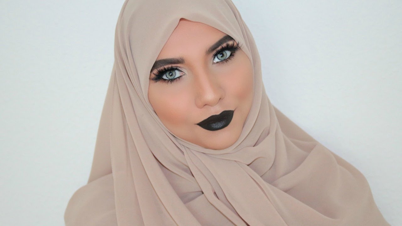 SOFT BROWN MAKE UP BLACK LIPSTICK  HIJAB  TUTORIAL l 