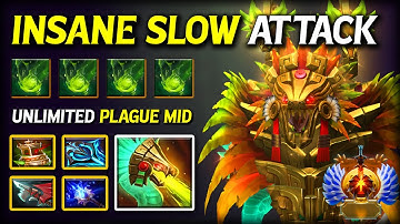 INSANE SLOW ATTACK MID Venomancer | Aghs Scepter + Disperser Build | Unlimited Plague Ward Dota 2