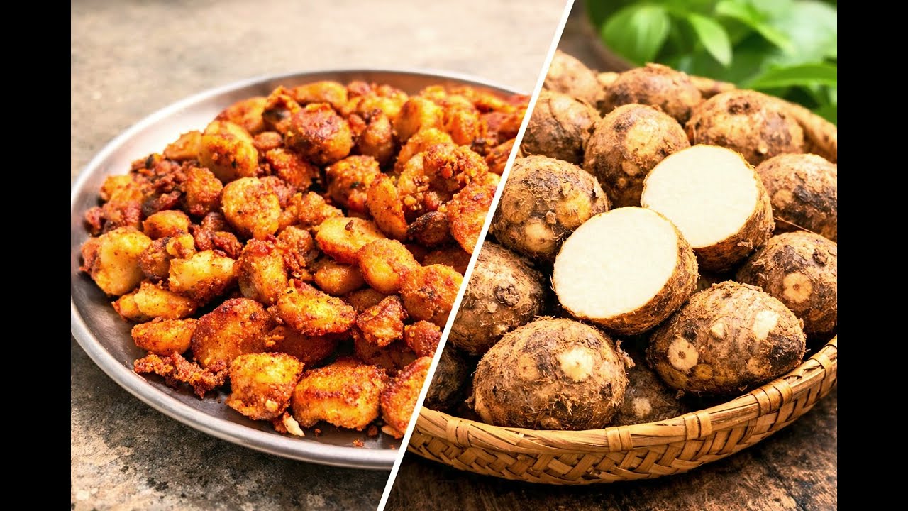 No deep fry Crispy fry | చామదుంపల రెసిపీ | Taro root | colocasia recipe | Arbi fry