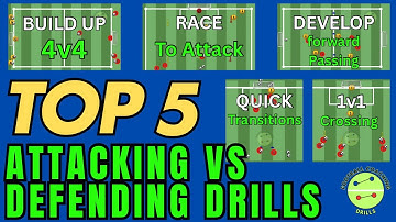 5 Easy Attacking and Defending for Beginners Football/Soccer Drills | training sessions