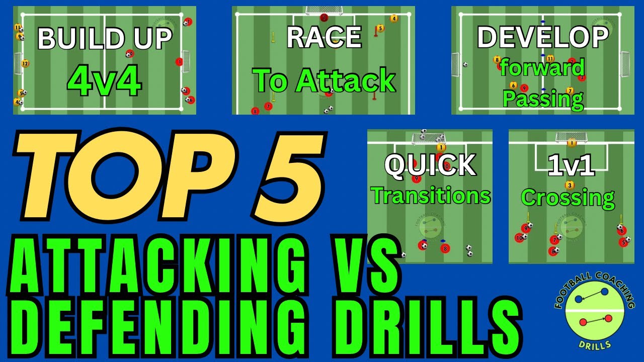 5 Easy Attacking and Defending for Beginners Football/Soccer Drills | training sessions