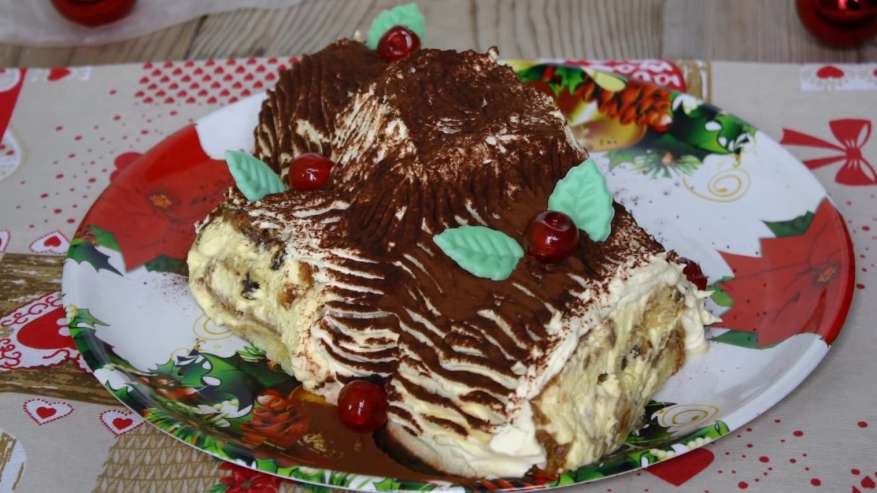 Tronchetto Di Natale Con Pandoro.Tronchetto Di Panettone Al Tiramisu Youtube