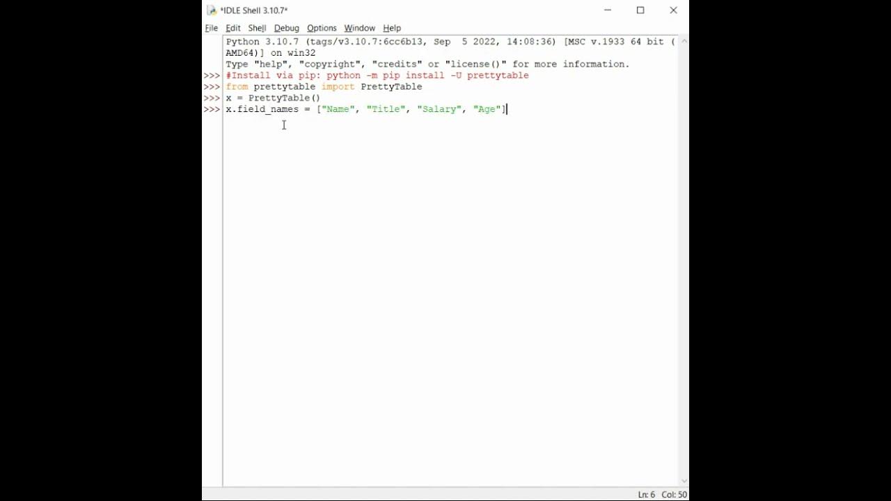 Install and use python prettytable youtube