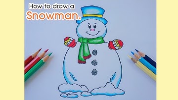 How to draw a snowman step by step : วาดภาพตุ๊กตาหิมะง่ายๆ : lovely art