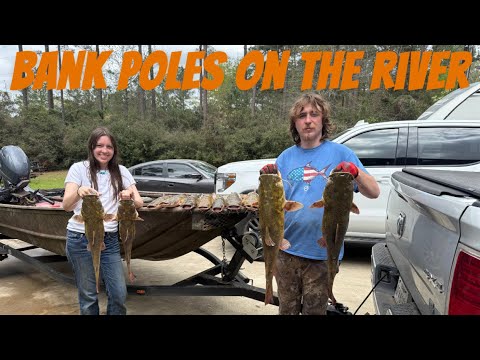 LOADED DOWN BANK POLES ON THE RIVER