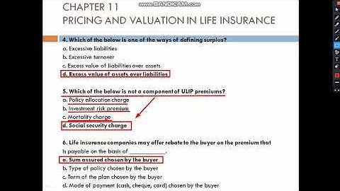 Q&A Chapt 11. Pricing and Valuation in Life Insurance