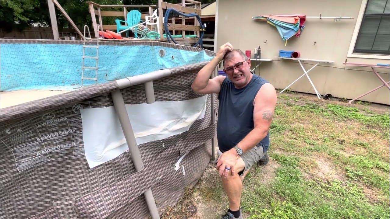 Part II how to patch an above ground pool using flex tape YouTube