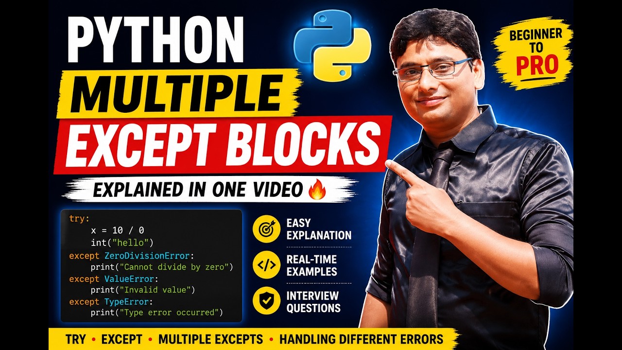 Exception Part-3 | Python Multiple Except Blocks Explained in One Video ...