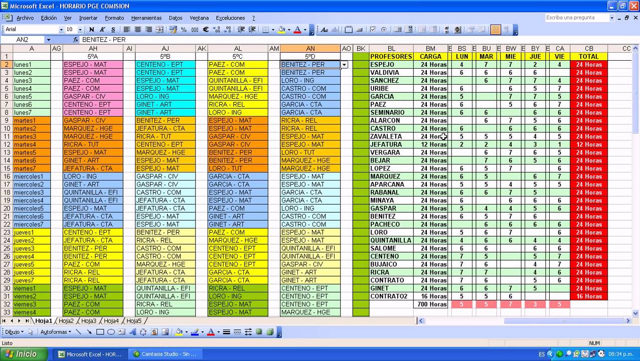 HORARIOS UTILIZANDO EXCEL (INTRODUCCIÓN) YouTube