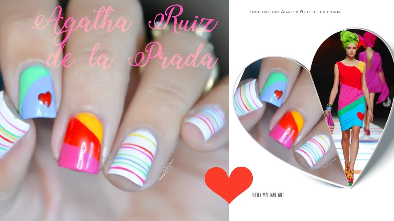 Nail Art Inspirado en Agatha Ruiz de la Prada l Fashion Nails - YouTube