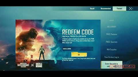 New Redeem Codes Godzilla VS Kong pubg mobile